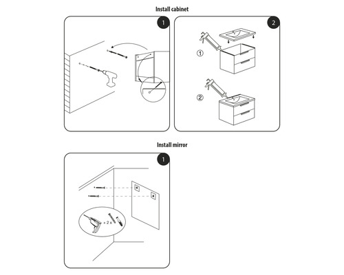 Anleitung zur Montage von Waschtischunterschrank und Spiegel