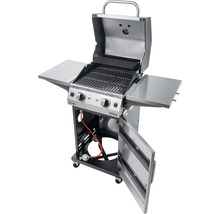 Offener Gasgrill mit zwei Brennern, Seitentischen und Unterschrank