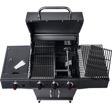 Offener Gasgrill mit Grillrost, Warmhalterost und Seitenkochfeld