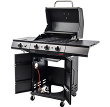 Gasgrill mit vier Brennern, Seitentischen und Unterschrank