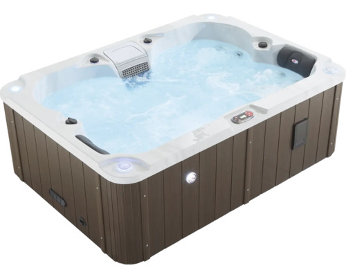 Sprudelbad mit Holzverkleidung und sprudelndem Wasser