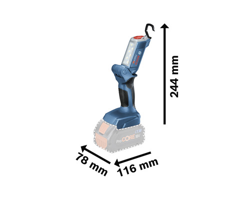 Bosch Akku-Lampe mit Maßangaben