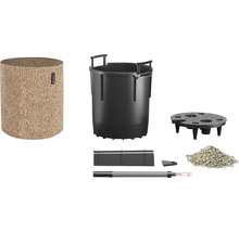 Kompletter Kräutergarten mit Pflanzgefäß, Innentopf, Bewässerungssubstrat, Wasserstandsanzeiger und Pflanzenschilder