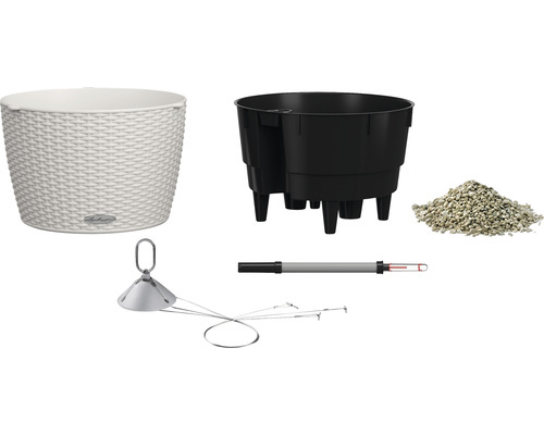 Pflanzgefäß, Pflanzeinsatz, Blähton, Füllstandsanzeiger und Bewässerungssystem