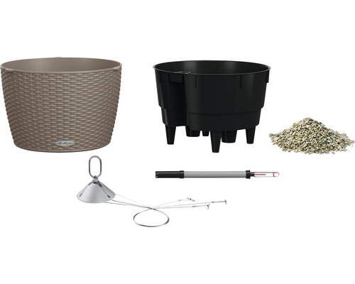 Pflanzgefäß, Pflanzeinsatz, Blähton, Feuchtigkeitsmesser und Bewässerungssystem