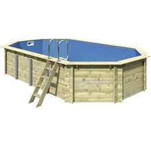 Holzpool mit Leiter und Edelstahlleiter