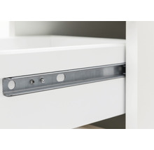 Detailaufnahme einer Schublade mit Metallschienen