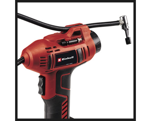 Einhell Akku-Kompressor mit Druckschlauch und Einhell Logo