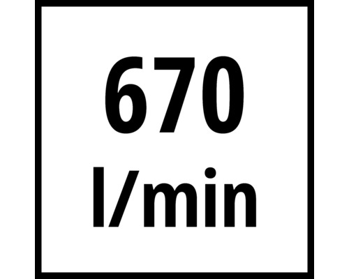 Symbol für Fördermenge 670 Liter pro Minute