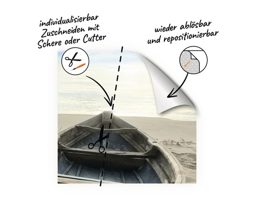 Selbstklebende Folie, zuschneidbar und wiederablösbar mit Bootsmotiv