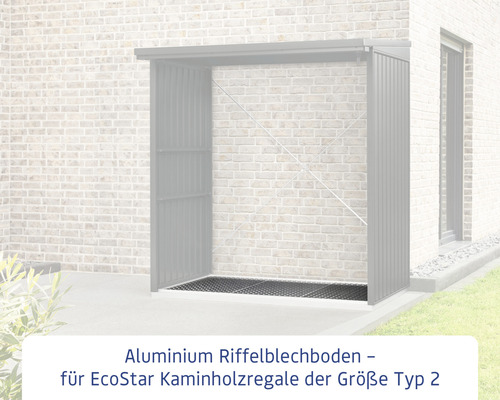 Aluminium Riffelblechboden für EcoStar Kaminholzregale der Größe Typ 2