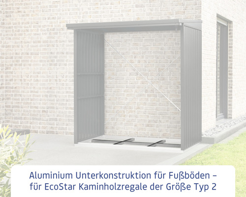 Aluminium Unterkonstruktion für Fußböden für EcoStar Kaminholzregale der Größe Typ 2