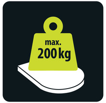 Symbol für maximale Belastbarkeit von 200 Kilogramm