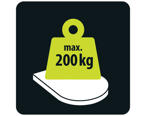 Symbol für maximale Belastbarkeit von 200 Kilogramm