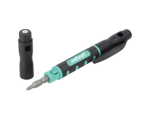 Wolfcraft Schraubendreher im Stiftformat mit Bit und Kappe