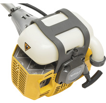 Detailansicht des Motors einer Motorsense