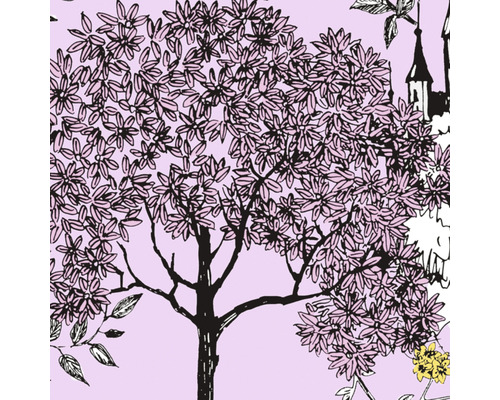 Illustration von Bäumen und einem Schloss auf Tapete