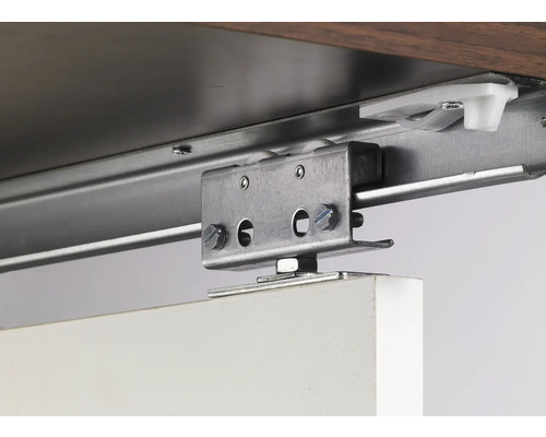 Schiebetürbeschlag mit Rollen und Befestigung am Schrank