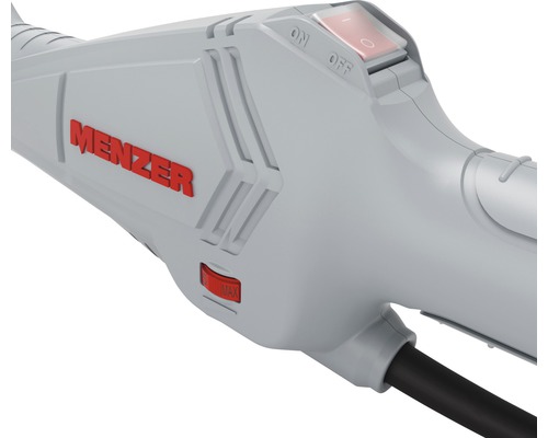 Detailaufnahme des Menzer Elektrowerkzeugs mit Schalter und Menzer Logo
