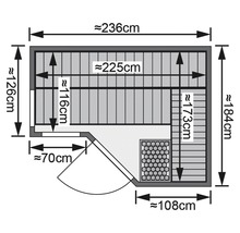 Massivholzsauna Karibu Tamara ohne Ofen mit Dachkranz und bronzierter Ganzglastüre-thumb-2 Massivholzsauna Karibu Tamara ohne Ofen mit Dachkranz und bronzierter Ganzglastüre-thumb-2