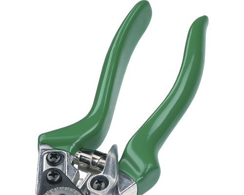 Detailansicht einer Gartenschere mit Griffen