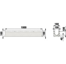 Hauraton Faserfix KS 100 Entwässerungsrinne Unterteil Typ 01 bis F 900 1000 x 160 x 160 mm-thumb-1
