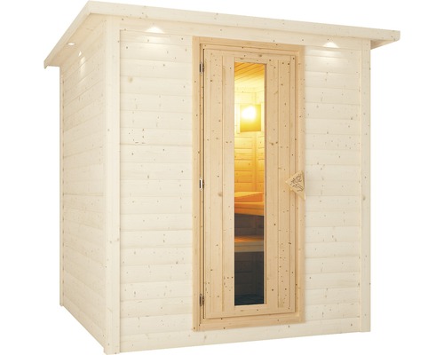 Holzsauna mit Glastür für den Außenbereich