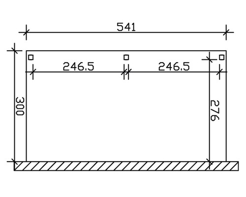 Technische Zeichnung eines Rahmens mit Maßangaben