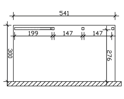 Technische Zeichnung eines Regals mit Maßangaben in Millimetern