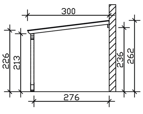 Technische Zeichnung einer Wandhalterung mit Maßangaben