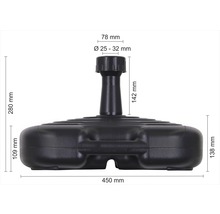 Abbildung eines Sonnenschirmständers mit Maßangaben