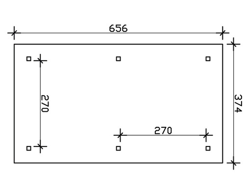 Technische Zeichnung mit Maßangaben 656 und 374