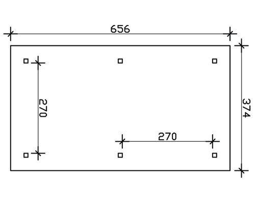Technische Zeichnung mit Maßangaben: 656 x 374