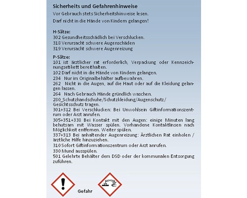 Sicherheits- und Gefahrenhinweise mit H- und P-Sätzen