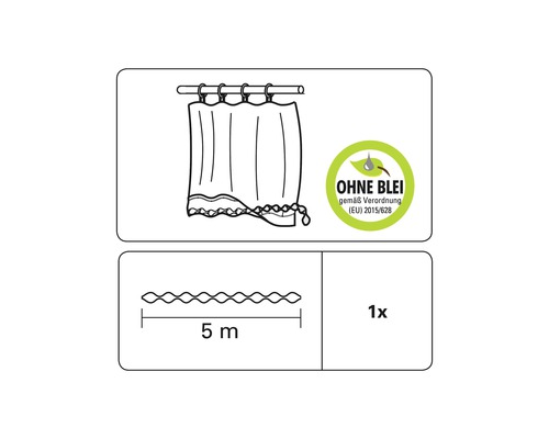 Symbol für bleifreies Produkt gemäß EU-Verordnung 2015/628, Wellenband mit einer Länge von fünf Metern