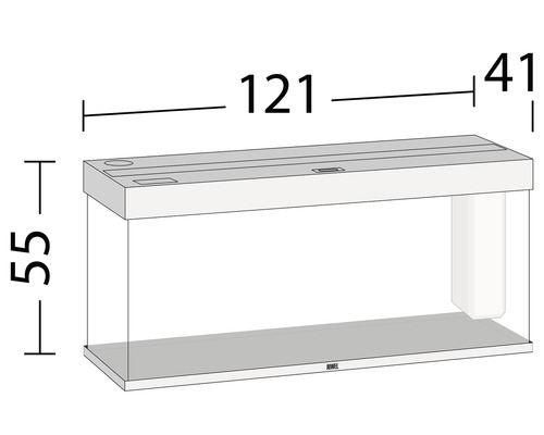 Aquarium mit den Maßen 121 x 41 x 55 cm