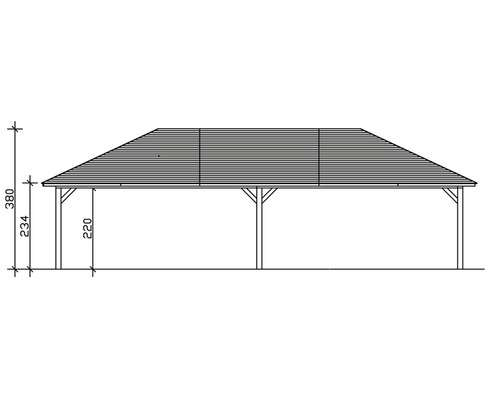 Technische Zeichnung eines Pavillons mit Maßen
