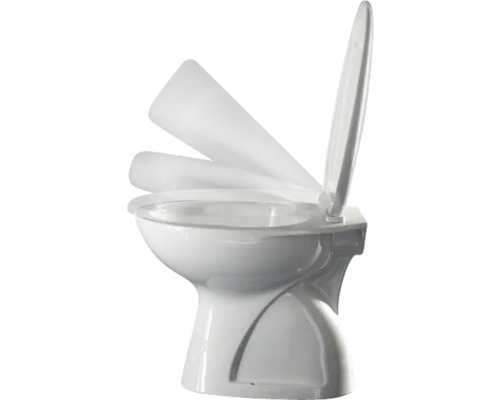 Weißes Stand-WC mit offenem Toilettendeckel