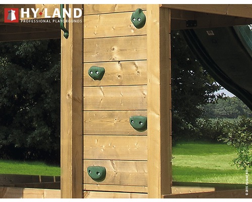 Kletterwand aus Holz mit Klettersteinen für Spielplatz