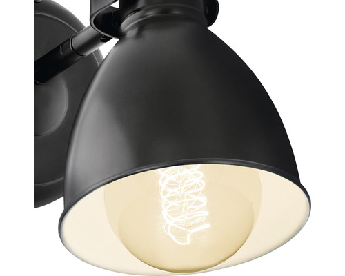 Schwarze Wandleuchte mit Glühbirne