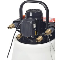 Detailaufnahme einer Reinigungsanlage mit Griff, Motor, Schaltkasten und Anschlussstutzen.