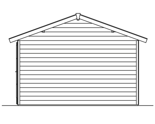 Illustration eines Gartenhauses mit Satteldach