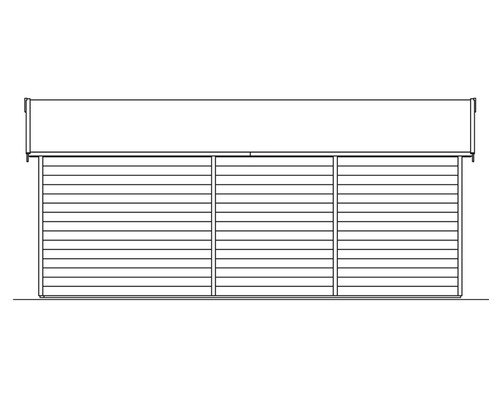 Illustration eines Gartenhauses mit horizontaler Holzverkleidung