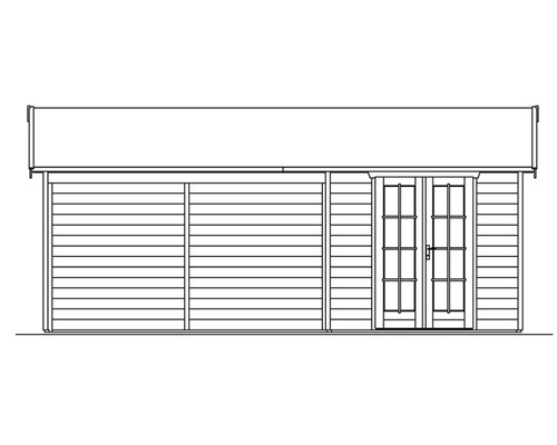 Illustration eines Gartenhauses mit Doppeltür