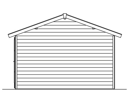 Illustration einer Gerätehausfront mit Satteldach.