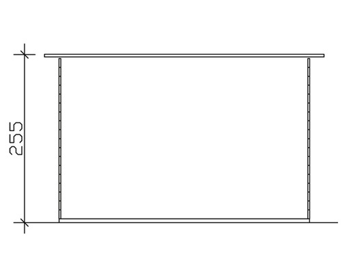 Zeichnung eines Regals mit einer Höhe von 255 Millimeter.