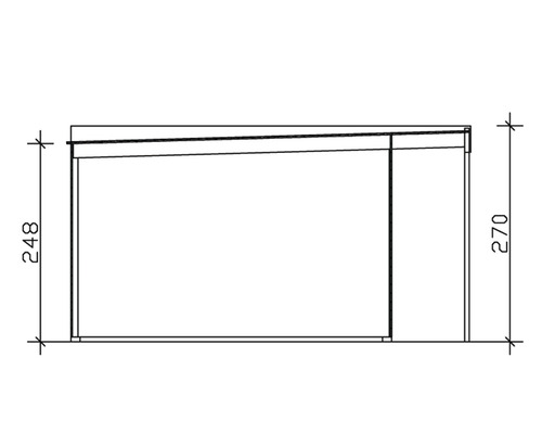 Technische Zeichnung eines Gerätehauses mit Höhenangaben