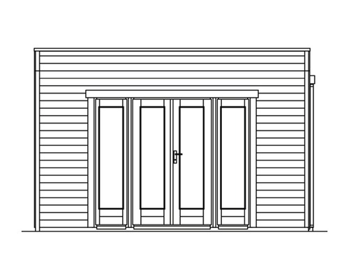 Illustration eines Gartenhauses mit Doppeltür