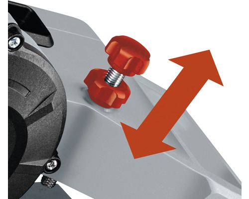 Detailaufnahme eines Verstellknopfes mit Richtungspfeil