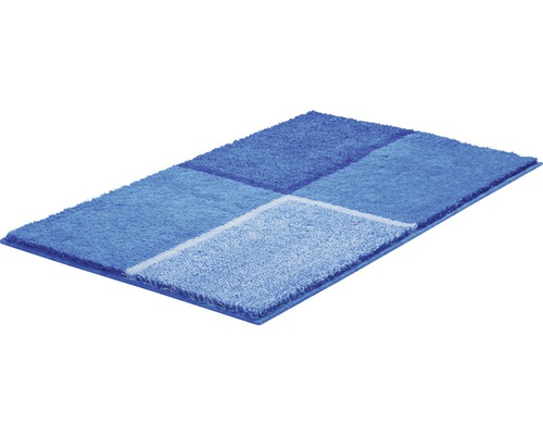 Blaue Badematte mit geometrischem Muster